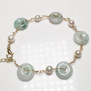 Exquisito elegante perla de agua dulce Natural Jadeíta paz hebilla suerte verde Jade Donut pulsera para mujeres señoras regalo - Product Image 4