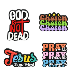 Custom I Love Jesus PVC scarpiera charm frase gesus smalto distintivo gesus re dei re signore dei signori spilla regalo per I bambini amici - Product Image 4
