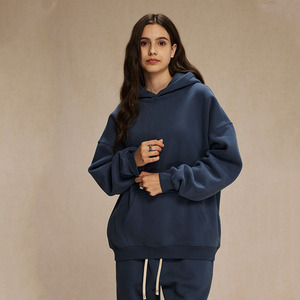 All'ingrosso <span class=keywords><strong>felpa</strong></span> Oversize in <span class=keywords><strong>pile</strong></span> caldo con cappuccio logo personalizzato con cappuccio da donna in bianco felpe da donna semplici in bianco di lusso con cappuccio produttori - Product Image 4