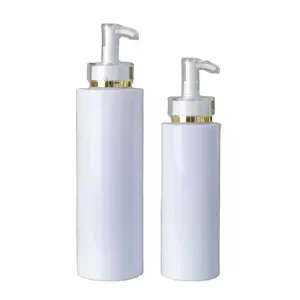 100ml 300ml 500ml di alta qualità bianco rotondo per il lavaggio del corpo Gel doccia bottiglia di lozione di plastica con pompa d'oro