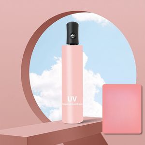 مظلة جديدة شبه أوتوماتيكية ثلاثية الأضعاف مكونة من ثمانية عظام ، مظلة غراء سوداء صغيرة قابلة للطي مظلة مطر وأشعة شمس - Product Image 6