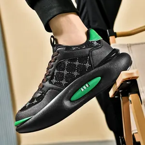 Zapatillas deportivas de cuero para hombre, zapatos con suelas gruesas acolchadas, antideslizantes, de alta calidad, nuevos estilos personalizados