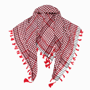 アラブ110 * 110cm大きな正方形のスカーフタッセル付きKeffiyeh Shemaghサウジアラビアのヘッドスカーフチェック付きターバンHijab Bandana - Product Image 4