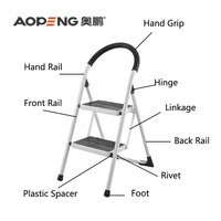 Échelle à marches légère, durable, avec pieds antidérapants, main courante, structure en acier, pour l'entretien du jardin intérieur et extérieur
