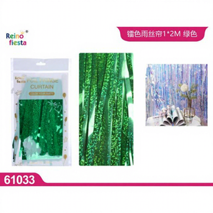 Rideau de guirlandes à franges vertes 1x2M pour décorations de fête, de rentrée scolaire et de Ramadan, vente en gros, marque Peiyong, modèle 61033 - Product Image 1