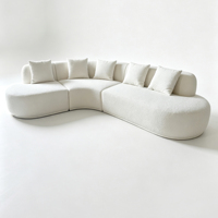 Canapé modulaire en tissu bouclé en forme de L incurvé moderne, canapé combiné en forme d'arc avec coussins décoratifs, hôtel, villa
