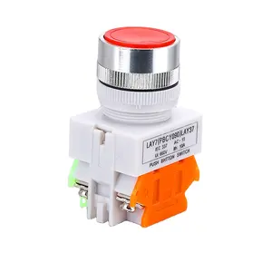 22MM RED round head button switch LAY37 PBC Y090 Self-resetting self-locking normally open normally closed flat button