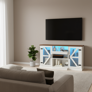Table console multimédia interactive intelligente 59 pouces blanche avec 3 niveaux de rangement et modes dynamiques, accessoire inclus - Product Image 2