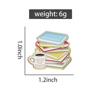 Emaille Pins Kreative Buch Brosche auf Kleidung Personal isierte Buch Kaffee Vielseitige Zubehör Metall Abzeichen Geometrische Clip Abzeichen Metall - Product Image 6
