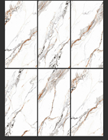 Carrelage de sol en porcelaine poli effet Calacata Gold brillant 750x1500mm, antidérapant, résistant aux acides, blanc, pour supermarché et extérieur