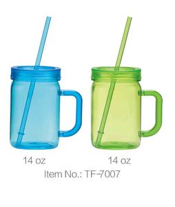 16Oz Mason Tumbler <b>Reusable</b> Drink <b>Cup</b> With Single-Layer Plastic Material for Camping and Adults - Product Image 1