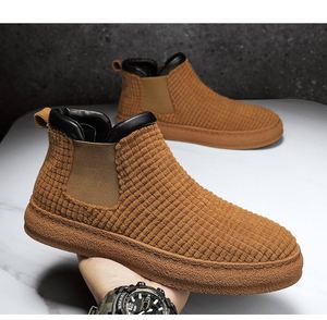 Bottes courtes décontractées chaudes à tige haute pour hommes, collection automne-hiver 2022, chaussures de mode Joker en coton - Product Image 2