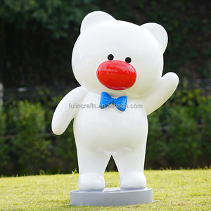 Sculpture de banc en fibre de verre grandeur nature en forme de cœur, statue d'ours en résine de dessin animé pour la décoration artistique extérieure des centres commerciaux et des paysages - Product Image 5