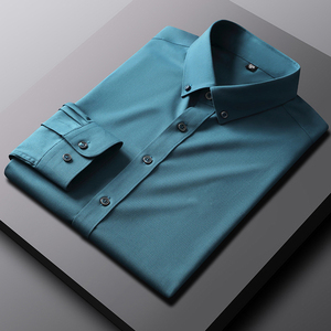 Diseño clásico ODM y OEM Manga larga Botón Abajo Tela suave Camisas De Vestir Para Hombres Color sólido Hombre Camisa De negocios - Product Image 3