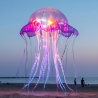 Lanterne LED en forme de méduse, thème animaux marins, solution d'éclairage tout-en-un pour la décoration d'entrée d'aquarium sous-marin