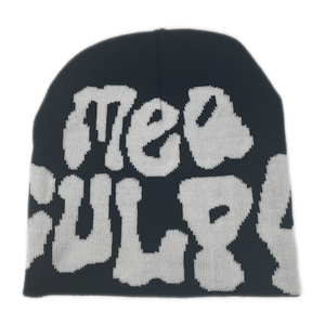 <span class=keywords><strong>Bonnet</strong></span> unisexe MEA CULPA Y2K <span class=keywords><strong>Bonnet</strong></span> court <span class=keywords><strong>en</strong></span> tricot jacquard avec logo personnalisé 100% Chapeaux d'hiver <span class=keywords><strong>en</strong></span> acrylique pour adultes pour le voyage - Product Image 6