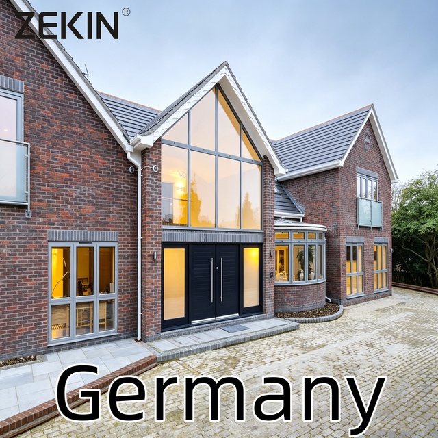ZEKIN Germany Project Engineer CE Certified Aluminum Window Tempered Glass Entry Door Energy Efficient Fixed Other Windows