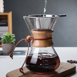 ถ้วยแก้วทนความร้อนสูงทำจากไม้บอโรซิลิเกตที่เจาะด้วยมือถ้วยหม้อใสสำหรับร้านกาแฟ - Product Image 1