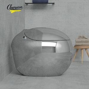 Toilette intelligente de luxe argentée brillante de qualité supérieure, forme œuf, pour hôtel, avec télécommande, siège chauffant, et options de drainage P-Trap et S-Trap - Product Image 1