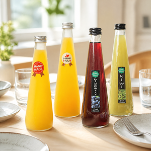 Bouteille en verre français transparente de 8 oz, 12 oz, 250 ml, 330 ml pour jus de fruits avec bouchon à vis hermétique - Product Image 3