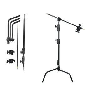 Top camera Tripod Heavy Duty leg C stand tripod photo stand Studio lamps Photography Lighted Stand Aluminum Alloy with fold Arm