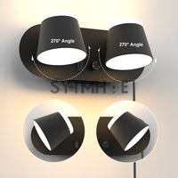 Lámpara Led regulable para cabecera, pared de fondo, sala de estar, 12W, Hotel, aluminio, dormitorio, luz de pared Interior con cable, Puerto Usb