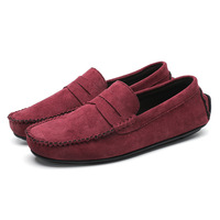 Chaussures pour hommes cousues à la main, en cuir velours, antidérapantes, semelle souple, faciles à enfiler et à retirer, chaussures bateau pour affaires, loisirs et trajets quotidiens