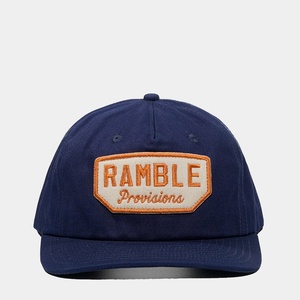Casquette Snapback à 5 panneaux non structurée avec logo personnalisé OEM, bord légèrement incurvé, bleu marine, coton, broderie, patch - Product Image 3
