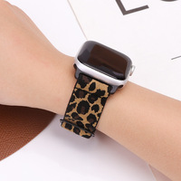 Bracelet de montre en nylon tressé pour Apple Watch Series, motif Sport Loop, texture léopard à pois colorés, vente en gros
