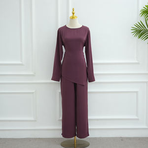 <span class=keywords><strong>Ensemble</strong></span> Décontracté 2 Pièces Loriyya Mode Pudique Abaya Manches Longues <span class=keywords><strong>Pantalon</strong></span> Haut Ceinture Latérale Cordon Costume Robe Abaya pour Femmes Musulmanes Fourniture ODM - Product Image 6