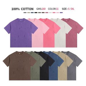 T-shirt tissé délavé style vintage 2025 100% Coton Écologique Coupe Ample Tendance Manches Courtes Streetwear Rétro Effet Usé Décontracté - Product Image 4
