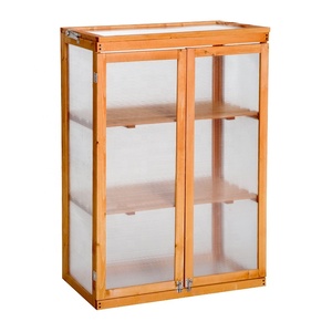 Large Wooden Portable Cold Frame Opening Roof Garden Planter Box Plant Protection Greenhouse with Fir Wood