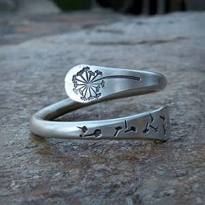 Q987 Silver Bohemia Plant Pattern <b>Ring</b> Unisex Gift Fashion Jewelry Plain Design <b>Open</b> Band Style - Product Image 2