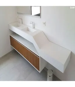 Ismarlama modern görünüm tasarım yapay taş banyo lavabo tezgahı lavabo