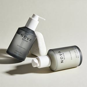 ขวดแก้วสีเทาดำขุ่นขนาด 120 มล. 200 มล. สำหรับบรรจุเจลอาบน้ำ น้ำมัน หรือโลชั่น พร้อมหัวปั๊มสีขาวแบบยาว - Product Image 1