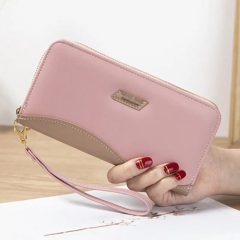 New Ladies Mosaic Color Cell Phone Purse Women Fashion Long Tassel Large Capacity Mobile Phone Bag Zipper Wallet