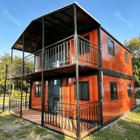 Maisons modernes en structure acier préfabriquées à 2 étages, conteneurs empilables de 20 pieds, appartement mobile, maison modulaire avec panneaux solaires