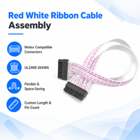 Maßgefertigtes Rot-Weißes Flachbandkabel mit Molex-Steckverbindern UL2468 26AWG für Computer und Drucker