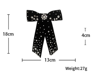 Pince à cheveux vintage baroque en strass, élégante, en velours noir et alliage, pour femmes, accessoires pour cheveux de bal et de fête - Product Image 2