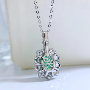 Collier chaîne à maillons en argent S925 plaqué or vert 8*10mm <span class=keywords><strong>CZ</strong></span>, style vintage pour femmes, <span class=keywords><strong>Europe</strong></span> et Amérique - Product Image 2