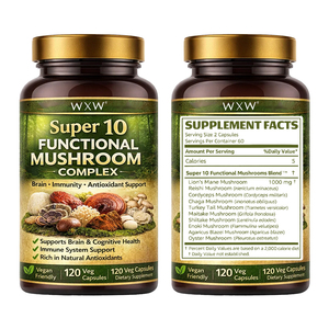 Super 10 Functional <strong>Mushroom</strong> <strong>Capsule</strong> Complex Manufacturer Direct <strong>Chaga</strong> Reishi Lion's Mane Immune Brain Support Supplement - Product Image 3
