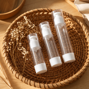 Envase Cosmético Acrílico Transparente de Lujo, Cilíndrico, Sin Aire, 30ml 50ml, Envase de Alta Gama con Bomba para Suero y Loción - Product Image 5
