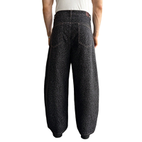 Jean en denim décontracté pour homme, coupe large, imprimé léopard, broderie ours, délavage moyen, taille mi-haute, tissé
