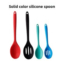 Vente en gros d'usine : Cuillère à soupe et à mélanger en silicone de première qualité, antiadhésive, couleur unie, ustensile de cuisine