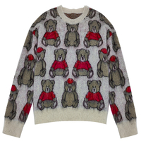 2024 hommes à la mode col rond à manches longues dessin animé ours Animal Jacquard Mohair pull pull