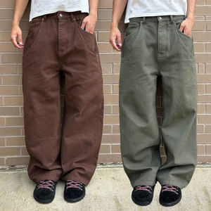 Su misura anatra in tela lavoro Casual in Selvage <span class=keywords><strong>Jeans</strong></span> pantaloni larghi da jogging oversize da strada dritti da lavoro - Product Image 1