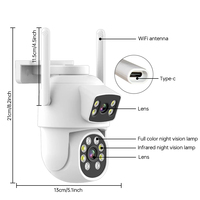 Nueva llegada Ptz Dual Lens Color Night Vision Security Alarm Notice Push CMOS Sensor Eseecloud App Cloud WiFi Cámara inalámbrica