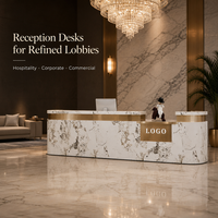 Bureau de réception luxueux haut de gamme en MDF avec un design minimaliste et moderne pour les espaces commerciaux, les bureaux, les hôtels, les studios