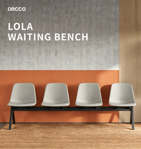 Banc d'attente moderne pour aéroport, hôpital, clinique, salle d'attente, 3, 4 ou 5 places, en plastique PP avec base métallique, bancs connectés par poutre, chaise d'attente - Product Image 2
