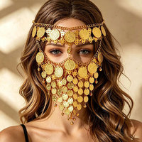 Nouvelle Chaîne de Visage Style Exotique avec Pendentifs Monnaie et Pompons pour Spectacles, Fêtes et Danse Mystérieuse